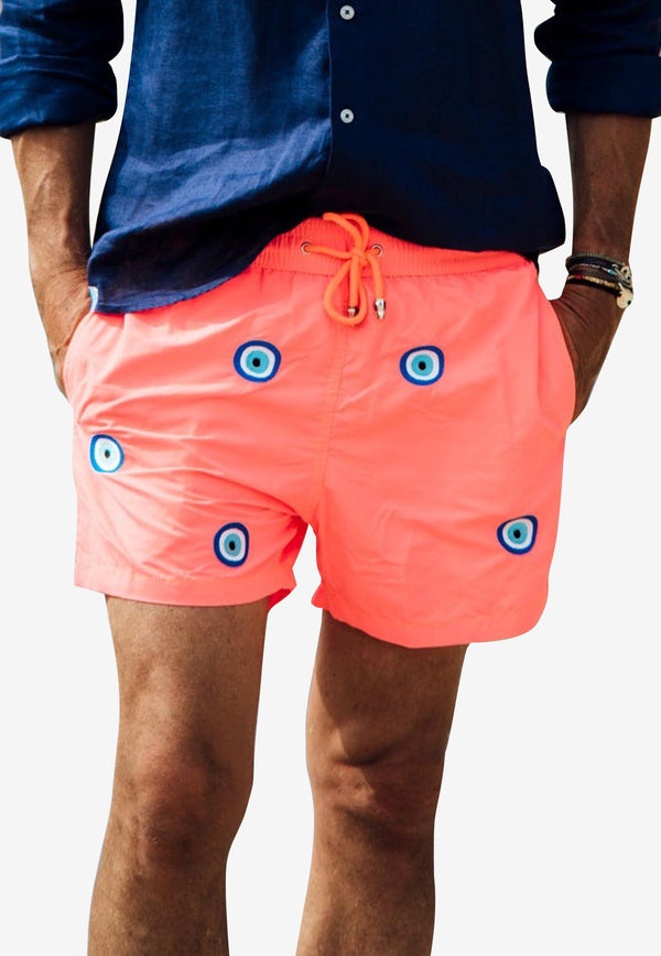 Les Canebiers All-Over Mataki Embroidered Swim Shorts all-over-Mataki-Orange