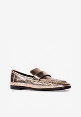 BLACK SUEDE STUDIO Arrow Crinkled Leather Classic Loafers Gold ARROW_GOLD