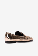 BLACK SUEDE STUDIO Arrow Crinkled Leather Classic Loafers Gold ARROW_GOLD