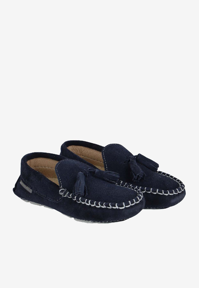 BABYWALKER Boys Tasseled Suede Loafers Black bPB/4011_BLACK