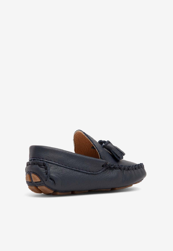 BABYWALKER Boys Leather Tasseled Loafers Blue bPB/4200_BLUE