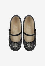 BABYWALKER Girls Glittered Ballet Flats Black bPB/5886_BLACK