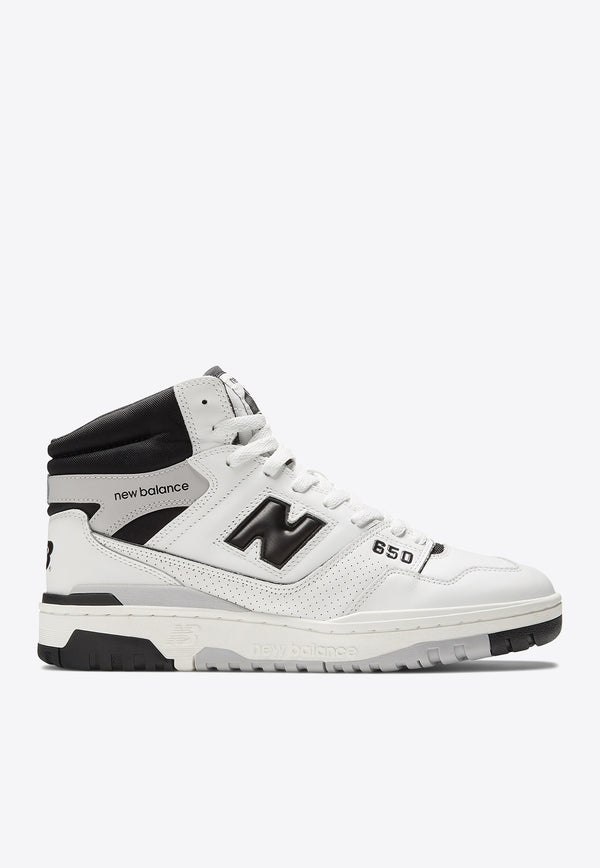 New Balance 650 High-Top Sneakers in White with Black BB650RCE White
