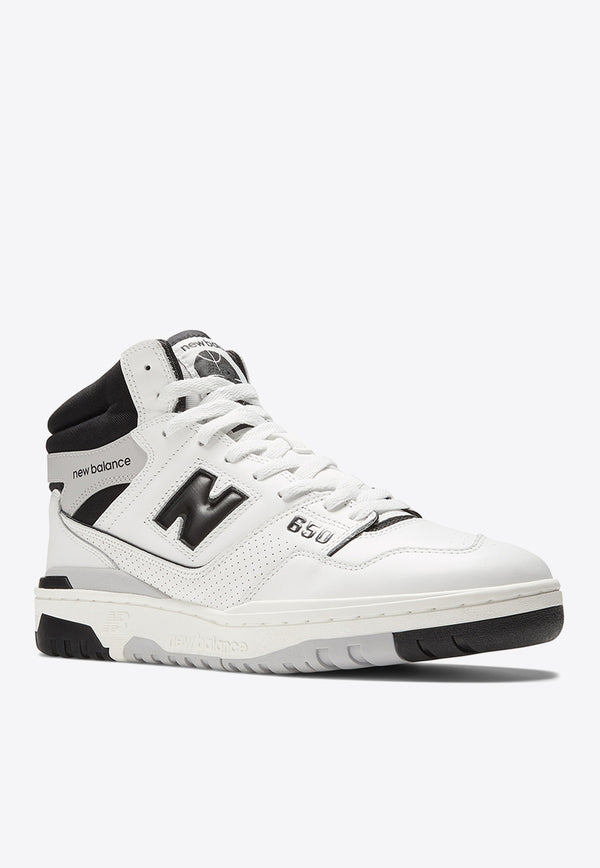 New Balance 650 High-Top Sneakers in White with Black BB650RCE White