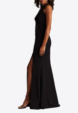 Tadashi Shoji Neshia Halter Lapel Gown Black bos25495l_BLACK