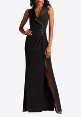 Tadashi Shoji Neshia Halter Lapel Gown Black bos25495l_BLACK