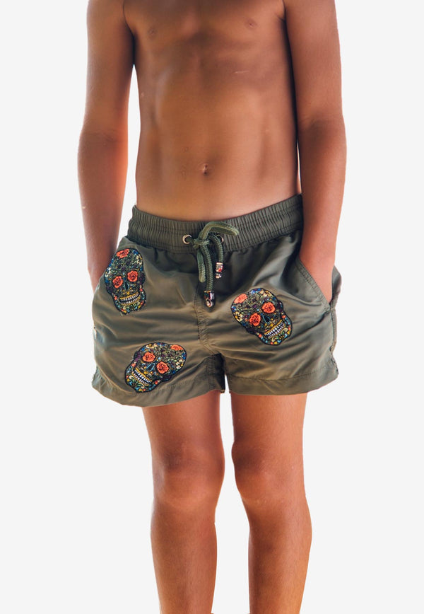 Les Canebiers Kids Byblos All-Over Mexican Head Swim Shorts byblos-all-over-mex-kids-Khaki