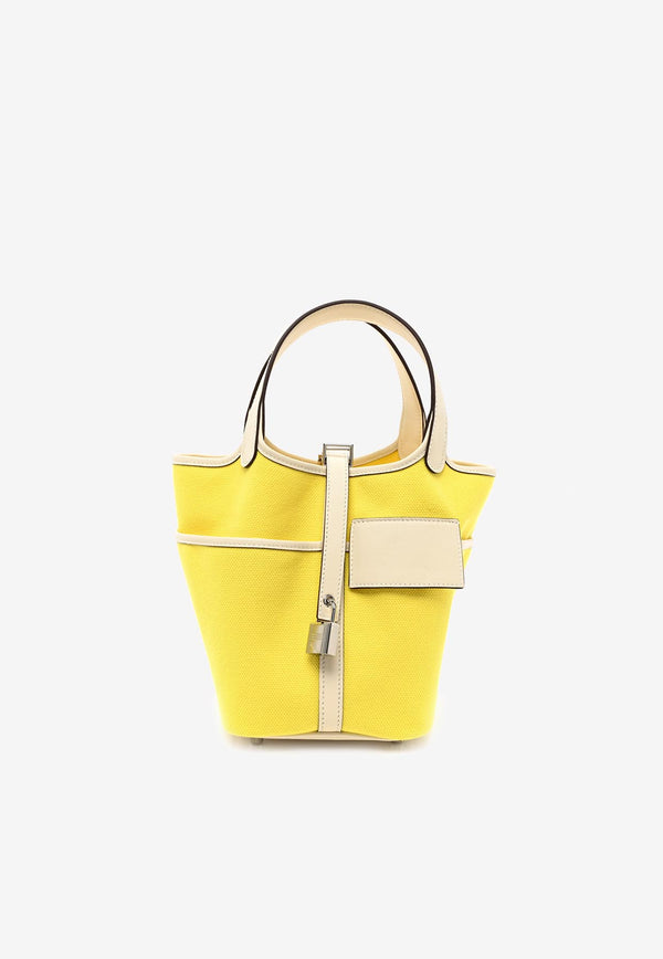 Hermès Picotin Cargo 18 in Juane Citron Toile Goeland and Nata Swift with Palladium Hardware