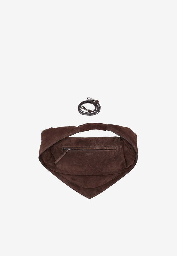 Federico Cina Maxi Tortellino Suede Shoulder Bag Brown TB0102_CHOCOLATE