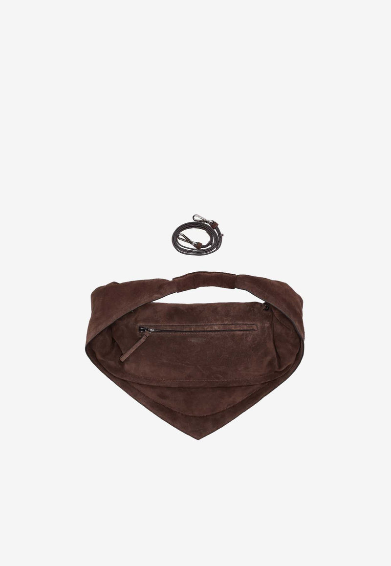 Federico Cina Maxi Tortellino Suede Shoulder Bag Brown TB0102_CHOCOLATE