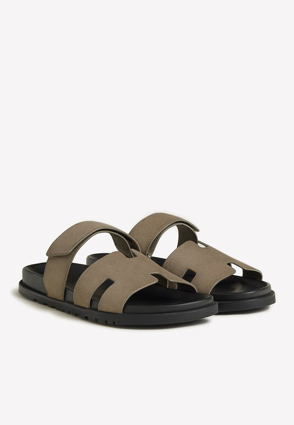 Chypre Sandals in Suede Calfskin Etoupe