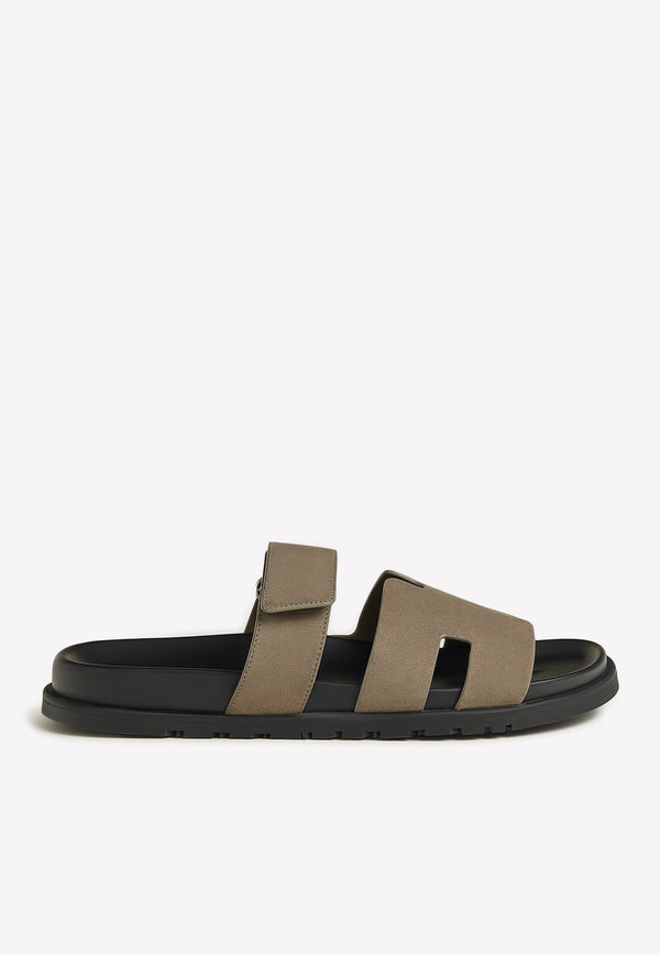 Chypre Sandals in Suede Calfskin Etoupe