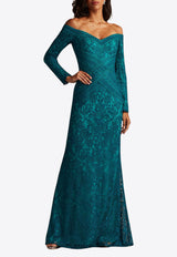 Tadashi Shoji Ishana Off-Shoulder Embroidered Gown Cerulean cik25367l_BLUE