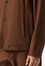 Notched-Collar Wool Overshirt