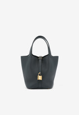 Picotin Lock 18 PM in Vert Mangrove Clemence with Gold Hardware