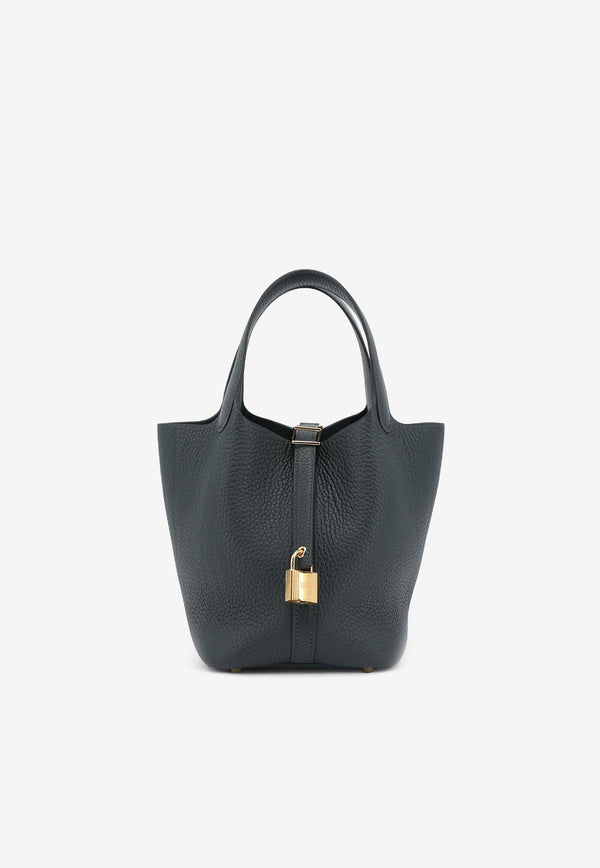 Picotin Lock 18 PM in Vert Mangrove Clemence with Gold Hardware