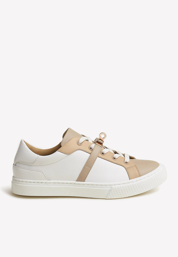 Day Sneakers in Calf Leather with Rose Gold Kelly Buckle