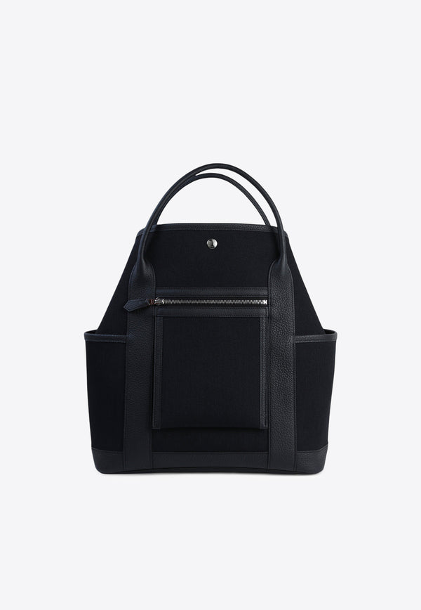 Garden Party Pockets in Vertical Noir Toile Militaire Canvas with Palladium hardware