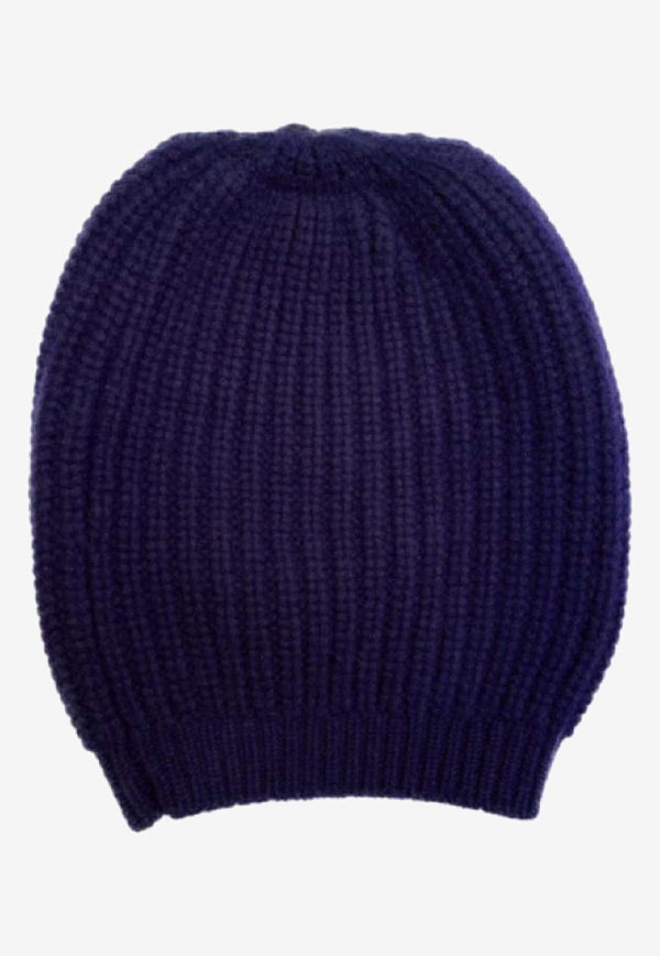 La Rose Cashmere Ribbed Beanie Blue GDC22820_21034