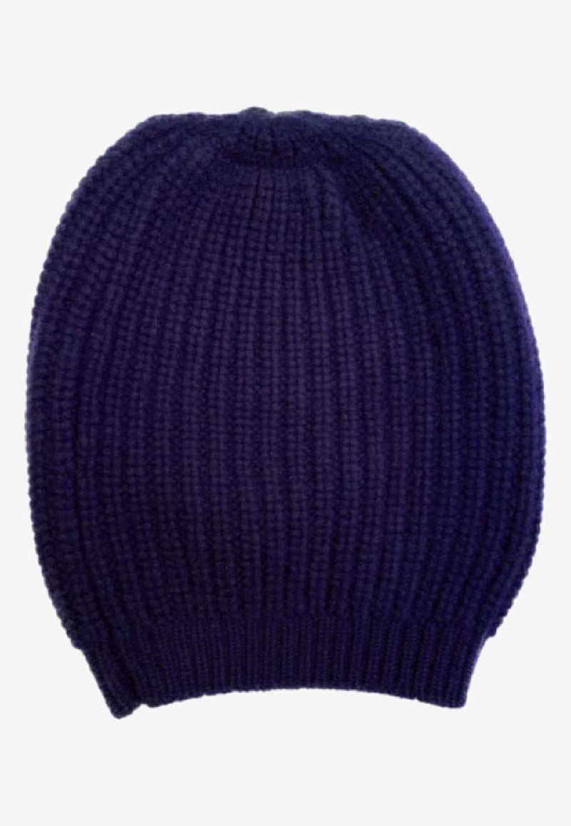 La Rose Cashmere Ribbed Beanie Blue GDC22820_21034