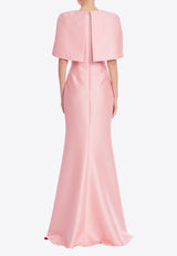 BADGLEY MISCHKA Cape Sleeve Column Gown Pink eg4666_PINK