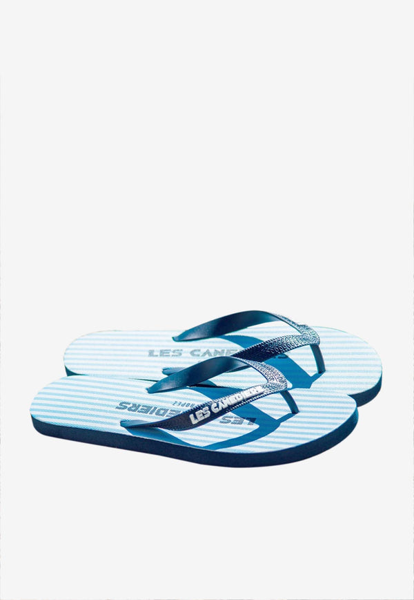 Les Canebiers Logo Print Flip Flops flip-flop-Sky Blue