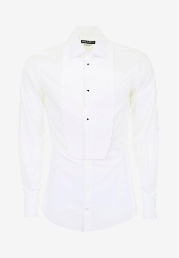 Slim Fit Tuxedo Shirt in Cotton Poplin