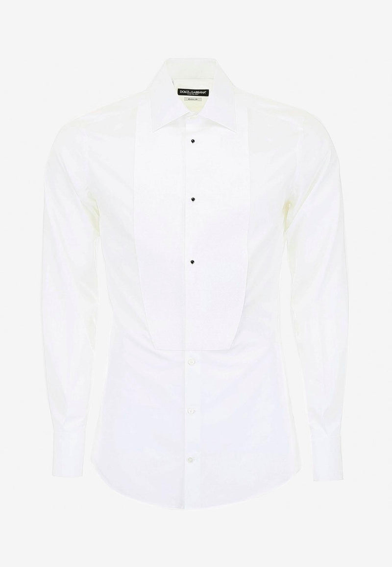 Slim Fit Tuxedo Shirt in Cotton Poplin