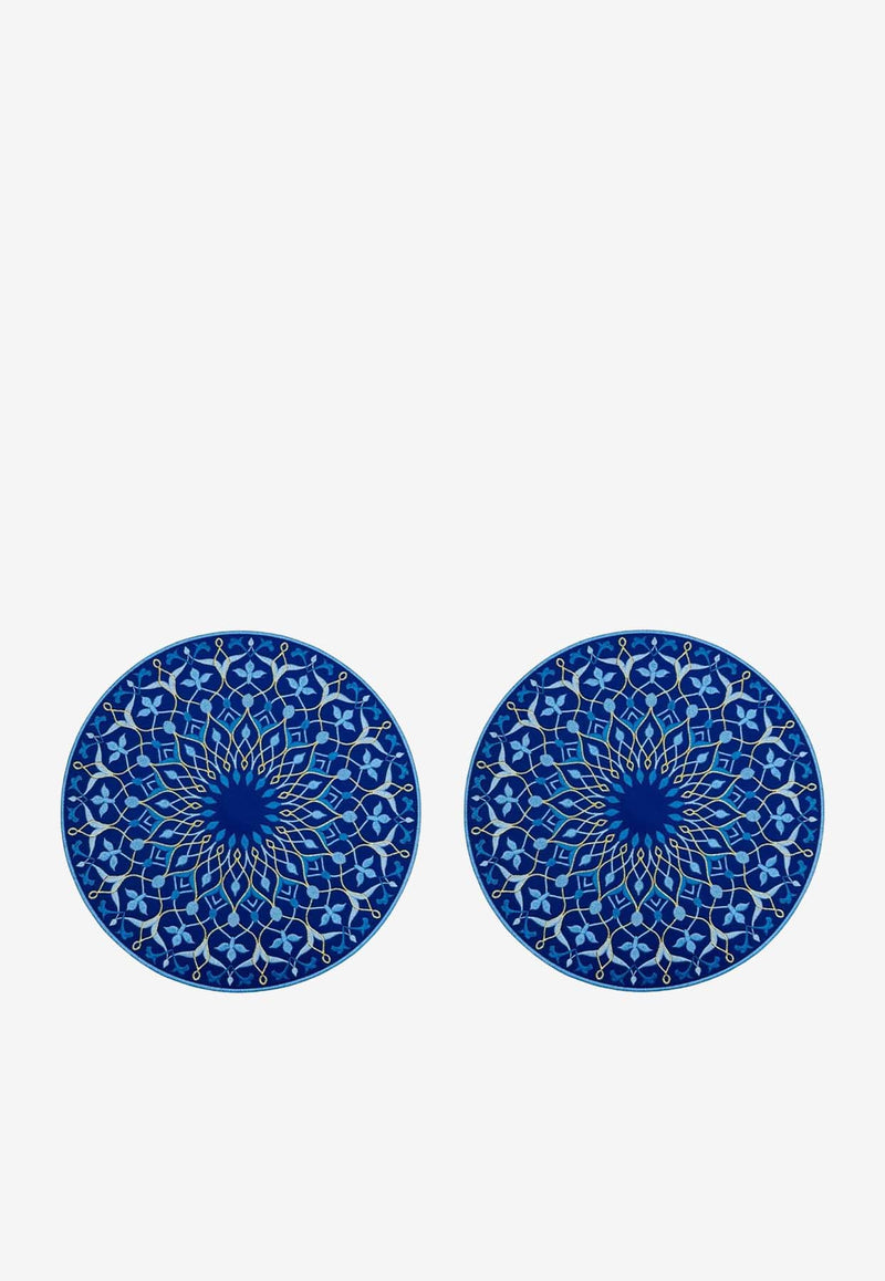 Stitch Embroidered Round Placemats - Set of 2 Royal Blue AC10030PR