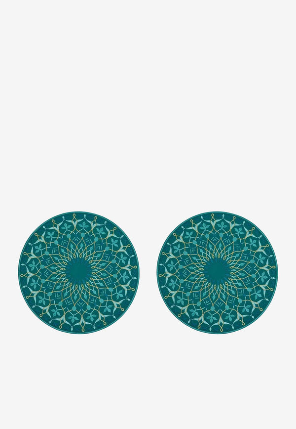 Stitch Embroidered Round Placemats - Set of 2 Turquoise AC10040PT