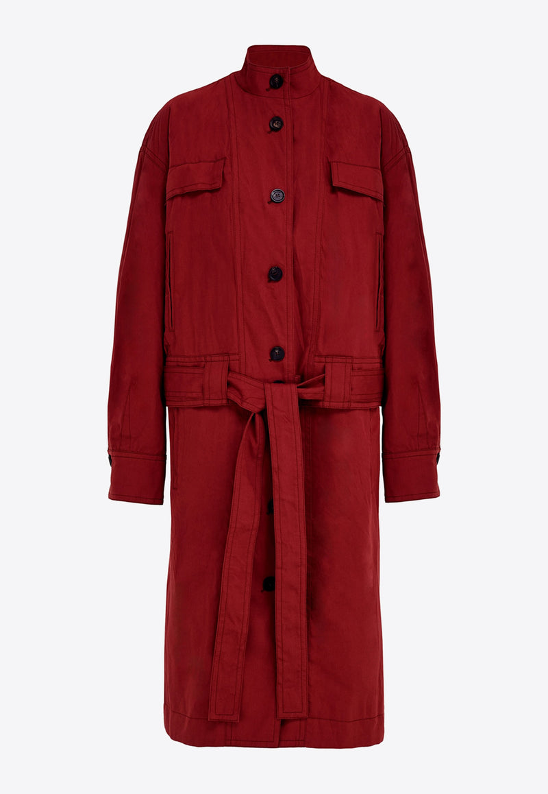 Ferragamo Duster Convertible Coat 13G734 K 782563 COLLEGE RED Red