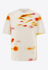 Ferragamo Blossom Print Short-Sleeved T-shirt 112994 H 781284 MASCARP/NEWRED/CHERPINK Multicolor