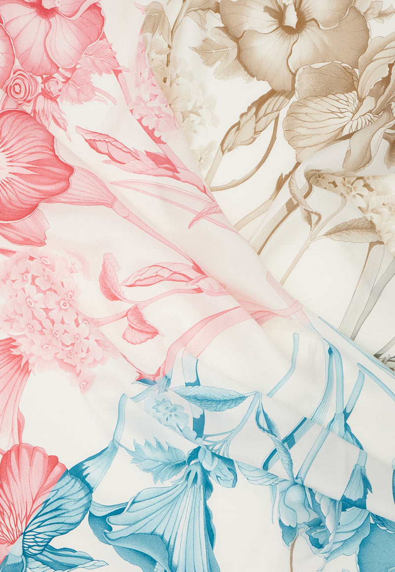Ferragamo Hydrangea Print Silk Scarf Multicolor 310198 FO ORTENSIE 783657 PASTEL PINK