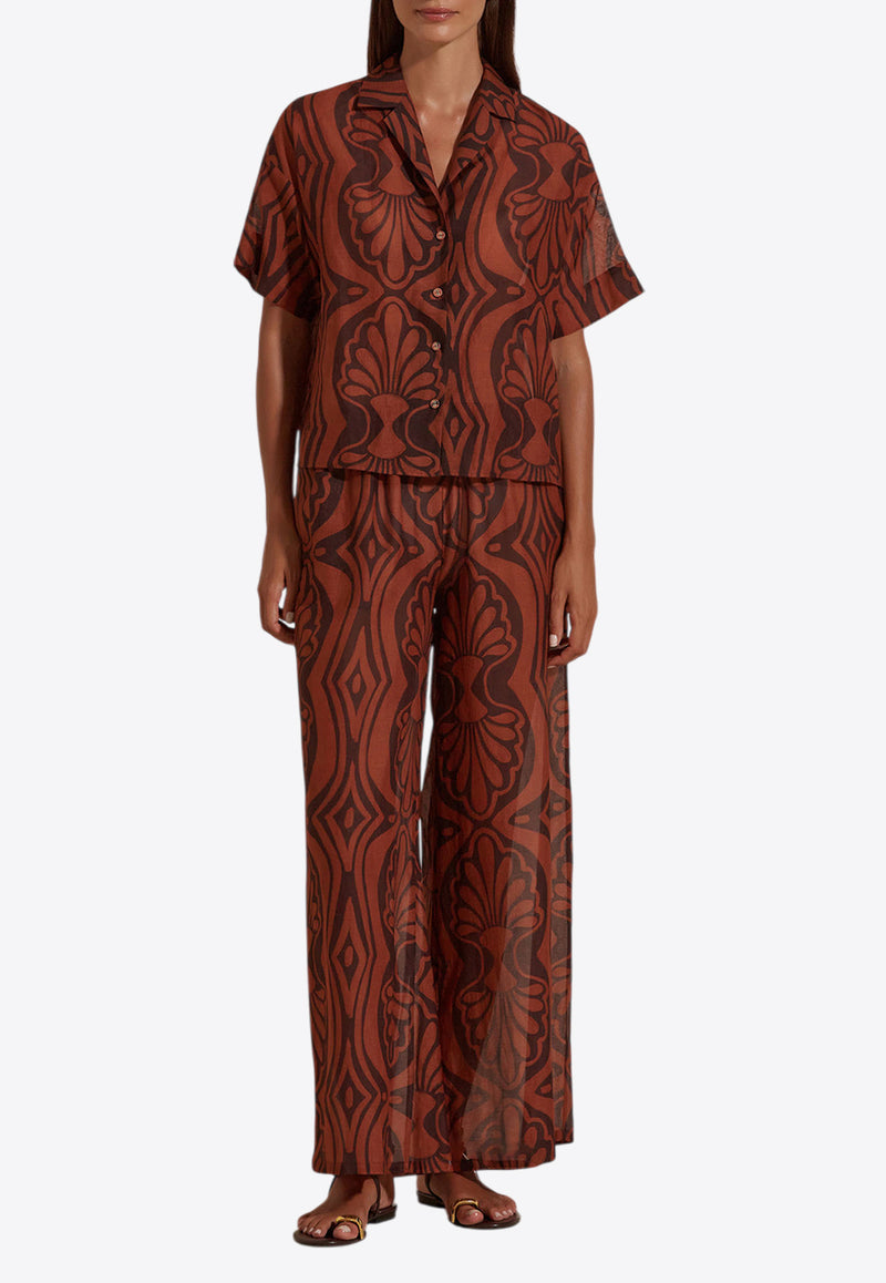 Dahlia Bianca Kasy Printed Boxy Shirt Brown DHB10107155-104_BROWN