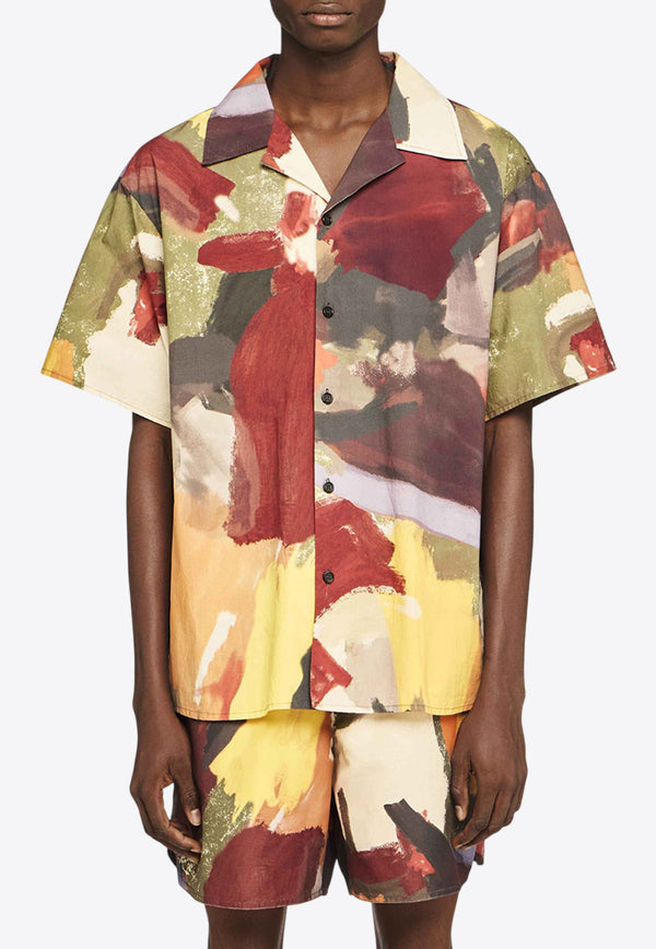 JW Anderson Abstract Print Short-Sleeved Shirt Multicolor SH0349PG1728595_OLIVE