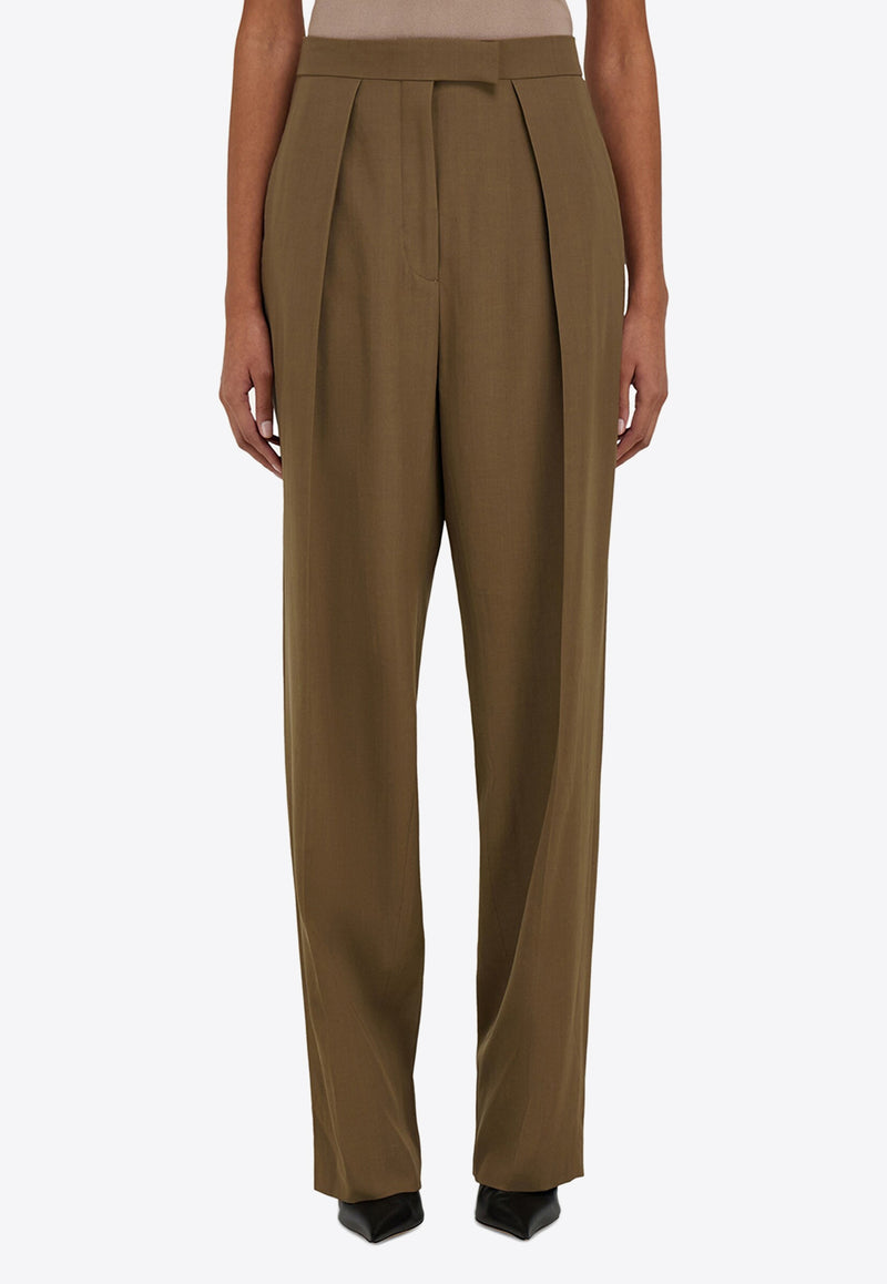 Ferragamo Tailored Straight-Leg Pants Green 13G870 P 782662 LEAD GREEN