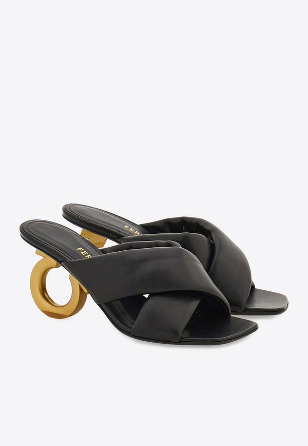 Ferragamo Zilda 70 Gancini Leather Sandals 01J962 ZILDA 70 782451 NERO Black