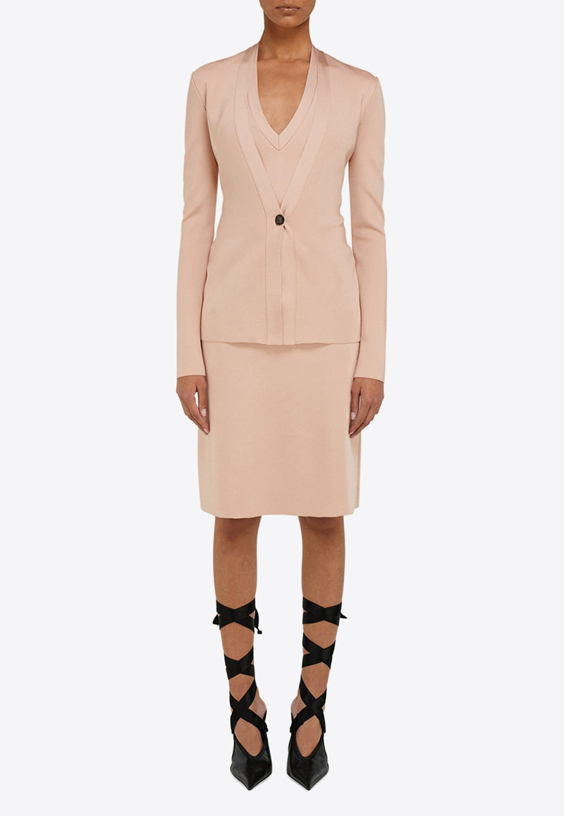 Ferragamo V-neck Knit Cardigan 113383 T 783157 DARK BALLET Pink