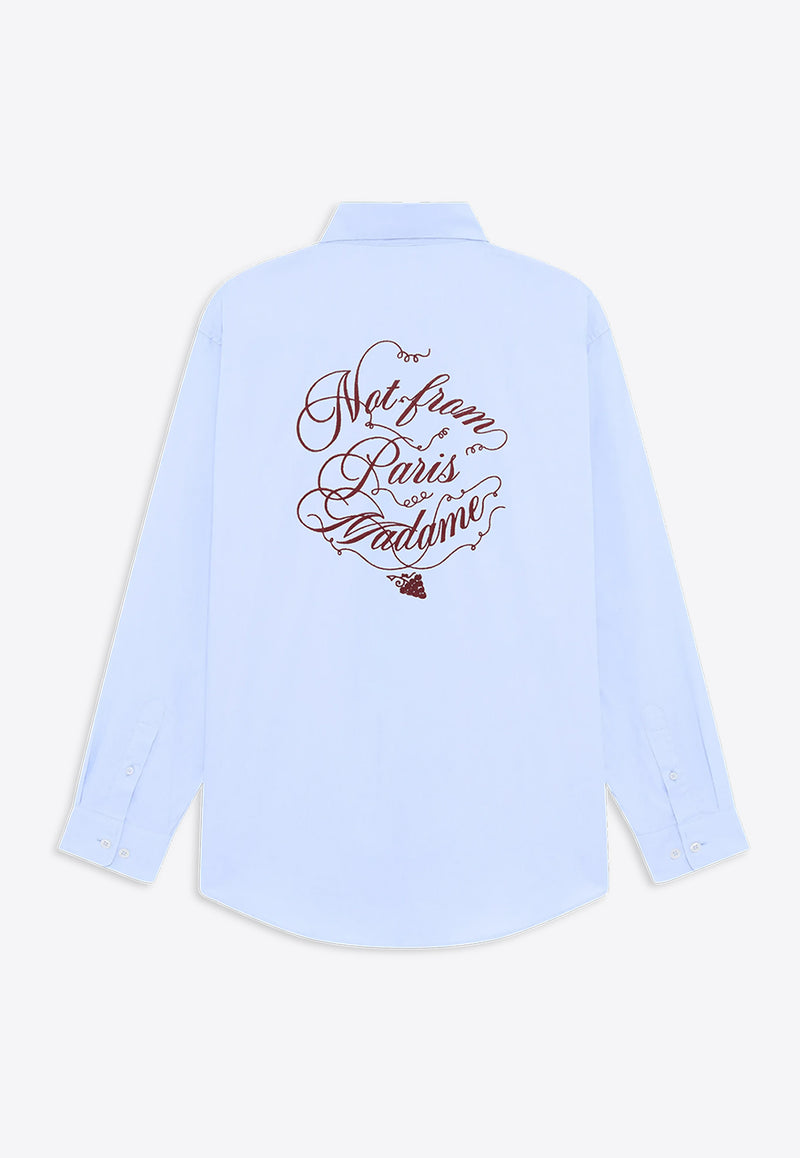 Drôle de Monsieur Slogan Vignes Print Long-Sleeved Shirt Light Blue F-SH199-CO116-LBE_LIGHT BLUE