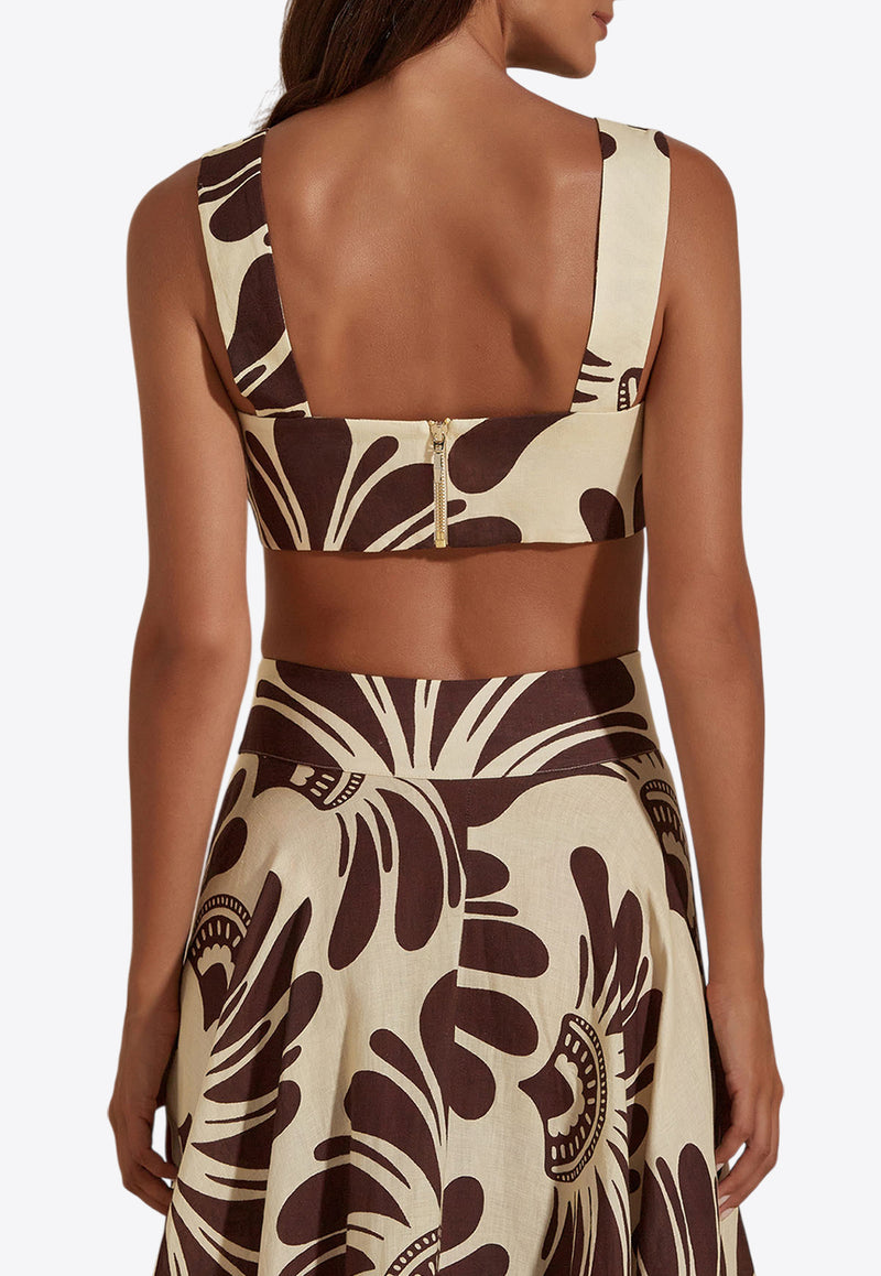 Dahlia Bianca Nova Printed Cropped Top White DHB10107157-104_PRINTED