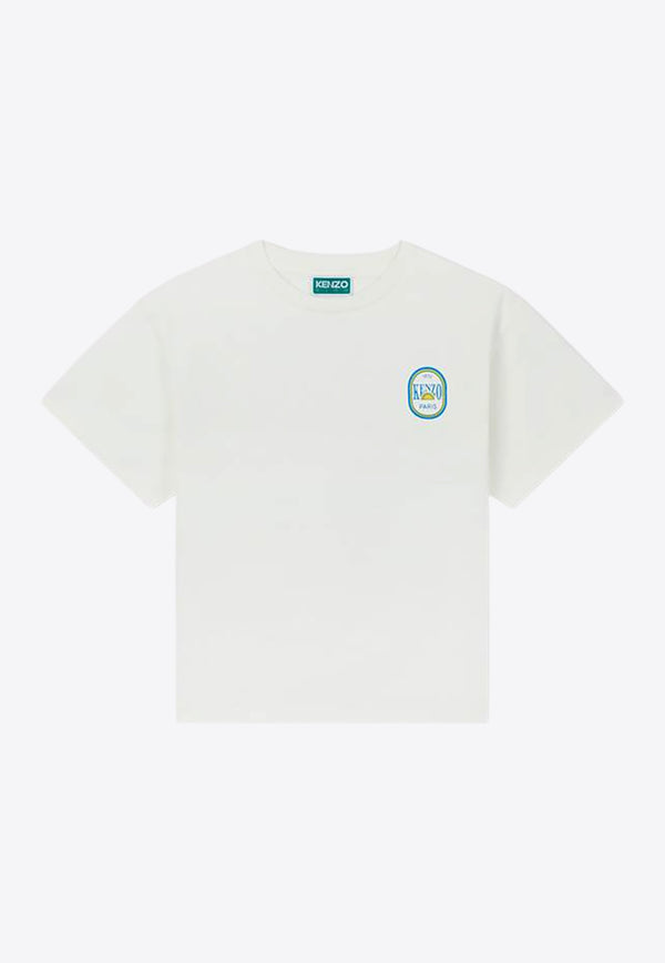 Kenzo Kids Boys Logo Print Crewneck T-shirt K61147/117_OFF-WHITE