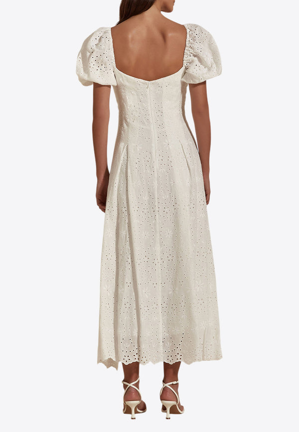 Dahlia Bianca Lucille Broderie Anglaise Midi Dress White DHB10107131-102_WHITE