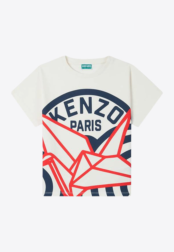 Kenzo Kids Boys East West Origami Print T-shirt K61166/117_OFF-WHITE