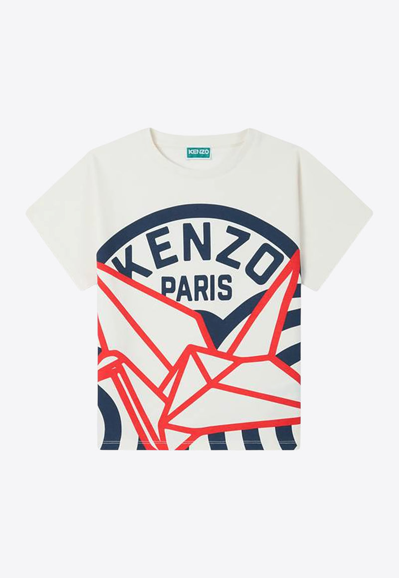 Kenzo Kids Boys East West Origami Print T-shirt K61166/117_OFF-WHITE