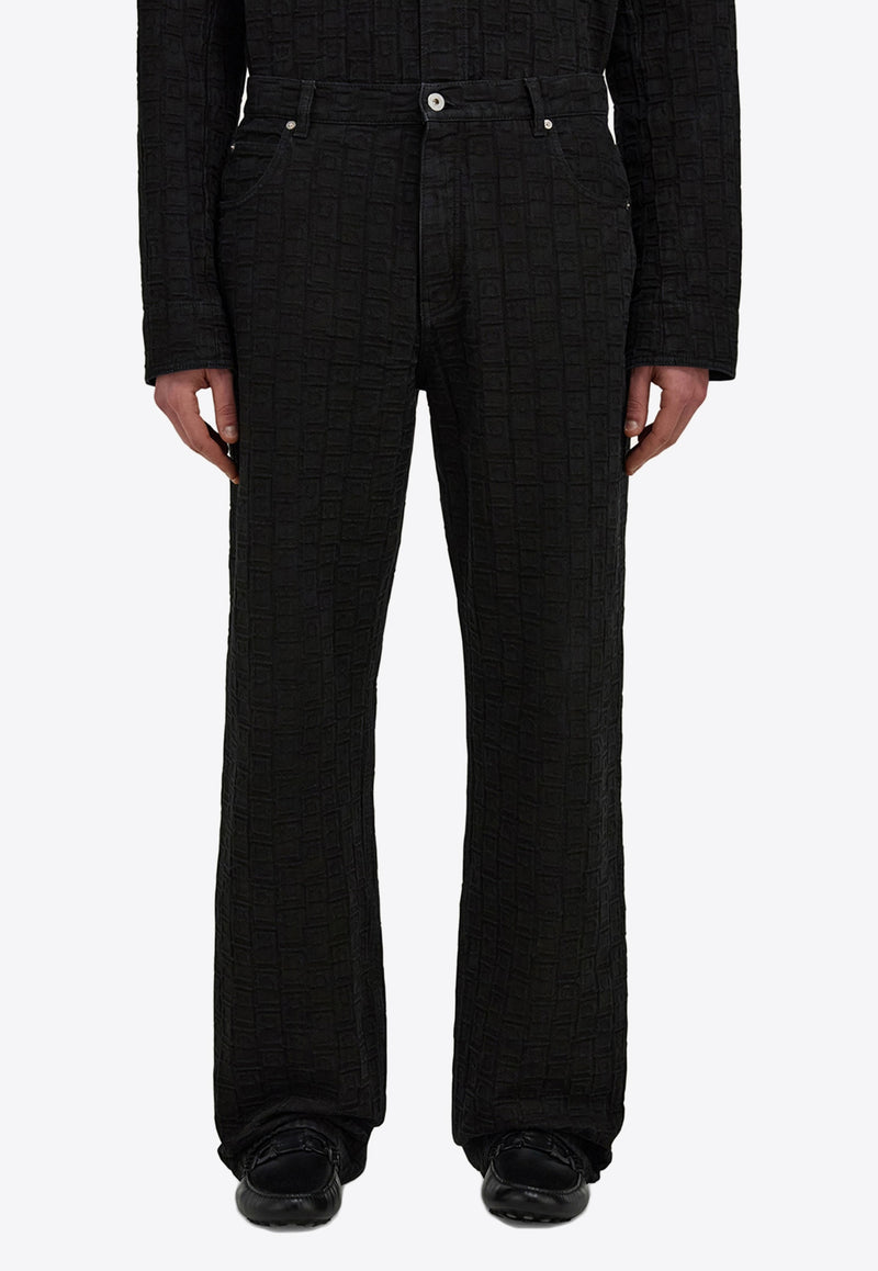 Ferragamo Monogram Jacquard Straight-Leg Jeans Black 144465 P 782902 PPT
