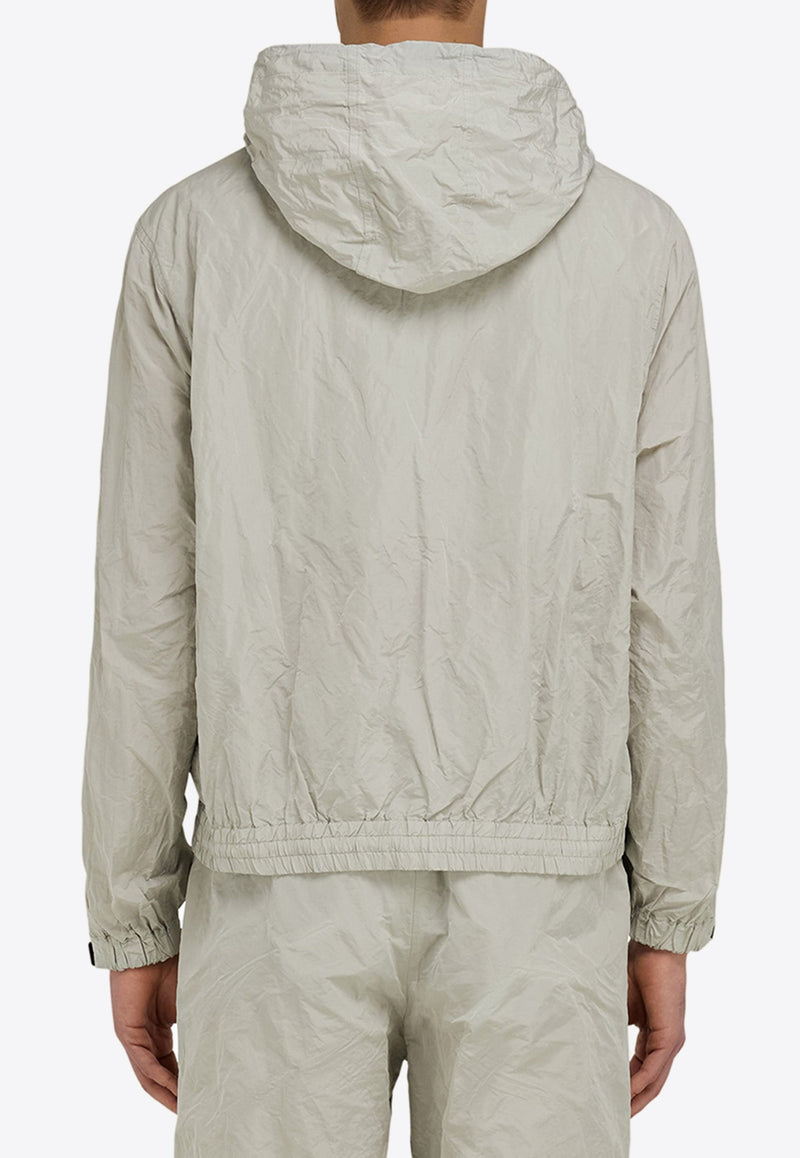 Ferragamo Zip-Up Windbreaker Hooded Jacket Gray 144475 B 782754 HAZE