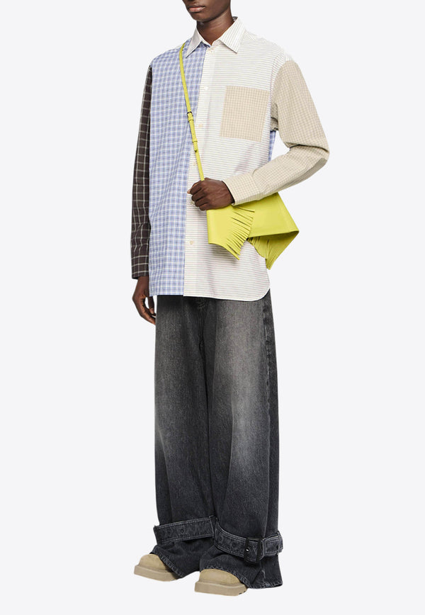 JW Anderson Patchwork Long-Sleeved Checked Shirt Multicolor SH0350PG1689899_BLUE MULTI
