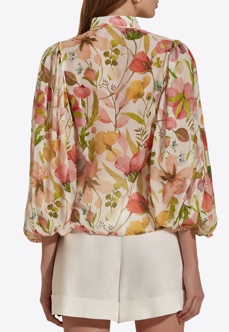 Dahlia Bianca Marissa Floral Blouse Multicolor DHB10107147-104_WHITE MULT