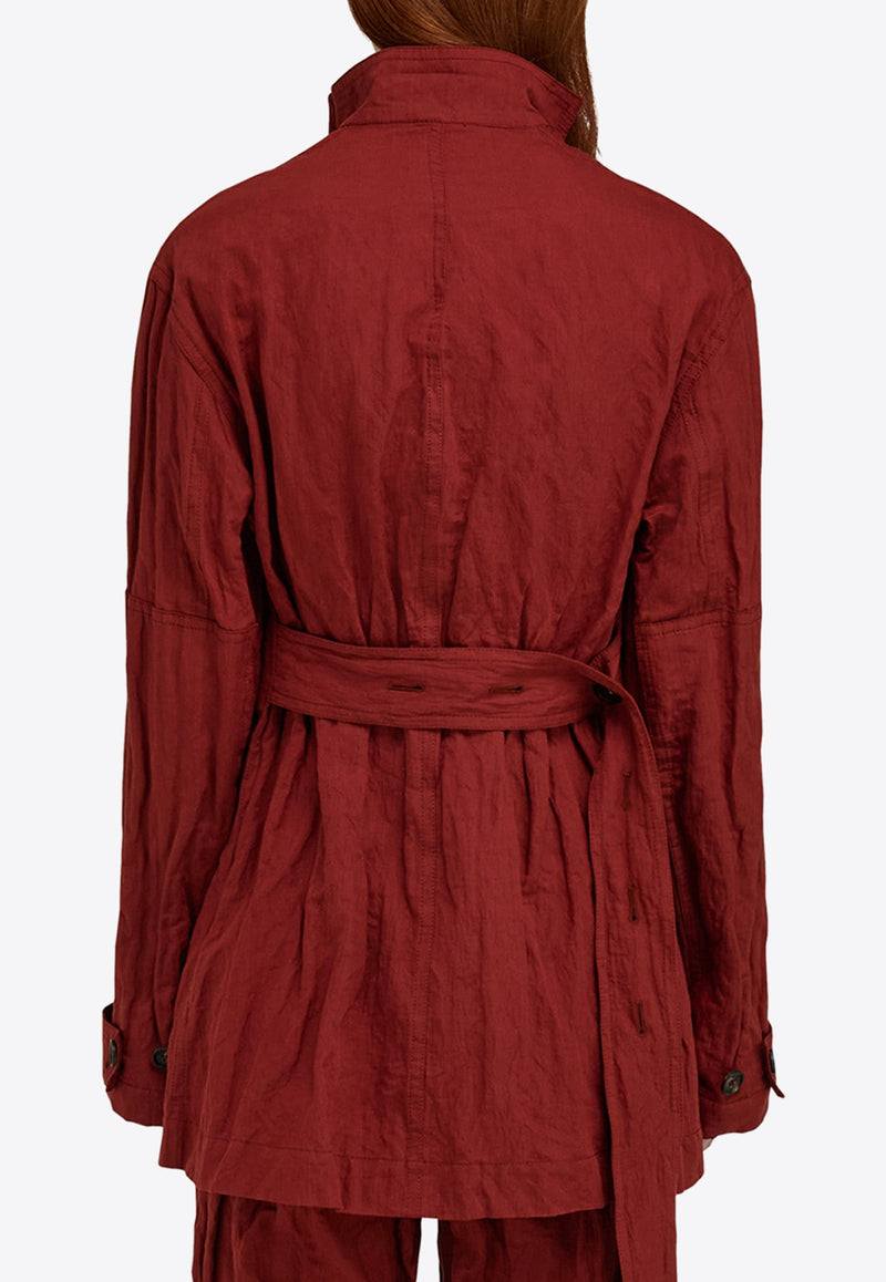 Ferragamo Sahara Belted Field Jacket Red 13G998 B 782568 COLLEGE RED