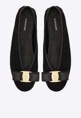 Ferragamo Vanna Vara Bow Ballet Flats 01J965 VANNA MESH 782204 NERO Black